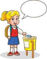 illustration of little kid throwing garbage into trash can vector