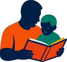 Parent child reading together joyful parenting and education concept vector