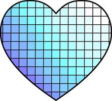 Blue gradient square grid heart shape on black background with geometric symmetry and digital love concept vector