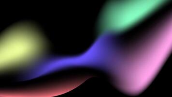 Colorful abstract fluid gradient waves on black background with glowing neon light effect representing digital energy motion vector