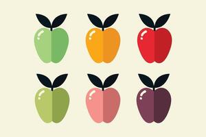 minimalistic apple icon set in different colors flat illustration isolated on white background. vector