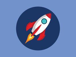 Rocket spaceship launch start up flying space icon illustration design flat design vector
