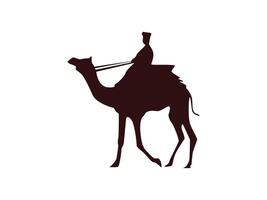 silhouettes of camel isolated over white background.arab man and camel ready to edit silhouettes pack of arabic man riding camel vector