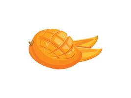 Ripe fresh mango with slices with white background vector