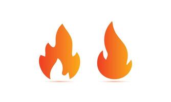A collection of two stylized flame icons is displayed in two rows, each varying in color from shades of red, orange, and yellow vector