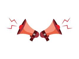 megaphone held in a hand illustration isolated on white background side view, sound waves, contrasting designs, announcement concept, communication icon vector