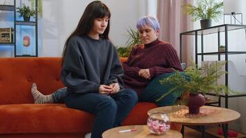Unhappy sad lesbians were surprised by positive pregnancy test result and became very upset at home video