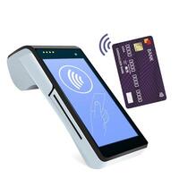 Realistic Wi-Fi Payment Machine and Credit Card POS Terminal Design Template Bank Payment Terminal Mockup. vector