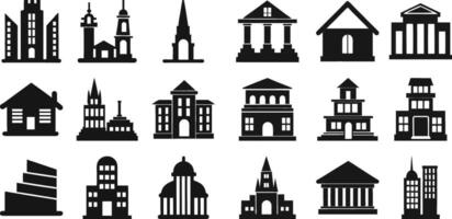 Modern and Classic Architecture Building Icons Set vector