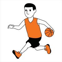 Cartoon Illustration of a Basketball Player in Action vector