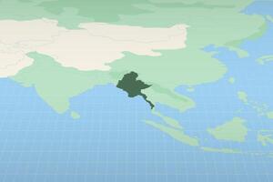Myanmar highlighted on a detailed map, geographic location of Myanmar. vector