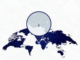 Togo detailed map highlighted on blue rounded World Map. vector