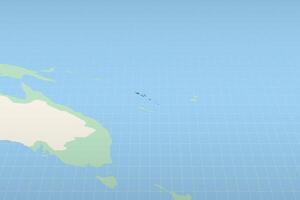 Vanuatu highlighted on a detailed map, geographic location of Vanuatu. vector
