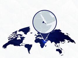Eritrea detailed map highlighted on blue rounded World Map. vector