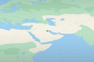 Kuwait highlighted on a detailed map, geographic location of Kuwait. vector
