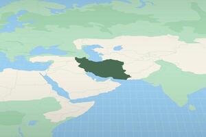 Iran highlighted on a detailed map, geographic location of Iran. vector