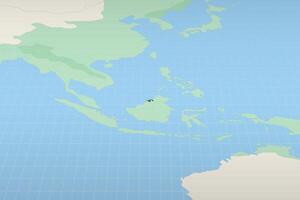 Brunei highlighted on a detailed map, geographic location of Brunei. vector