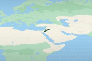 Jordan highlighted on a detailed map, geographic location of Jordan. vector
