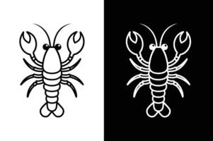 lobster line art icon illustration design black white vector