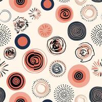 Abstract Hand-Drawn Circles Pattern in Warm Earth Tones vector
