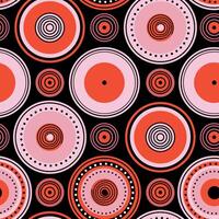 Retro Concentric Circles Seamless Pattern in Pink and Red on Black Background vector
