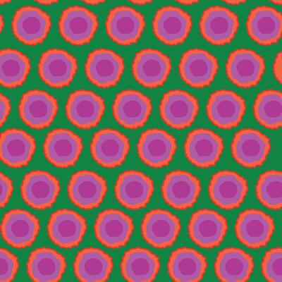 Seamless Psychedelic Retro Flower Pattern in Bold Pink and Green