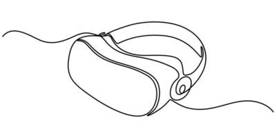 One continuous line drawing of glasses of virtual reality Virtual game concept Single line draw design vector