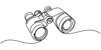 Continuous single one line drawing of binoculars illustration vector