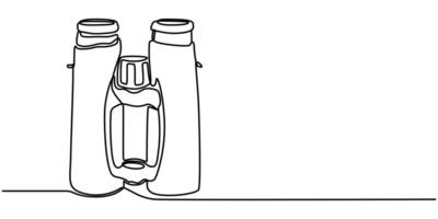 continuous single line drawing illustration, Binoculars Line Icon vector