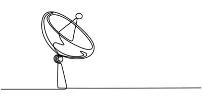 Continuous one line drawing design of satellite antenna. Technology device symbol design concept. vector