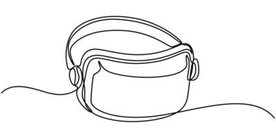 Virtual reality headset - continuous one line design style illustration isolated on white background vector