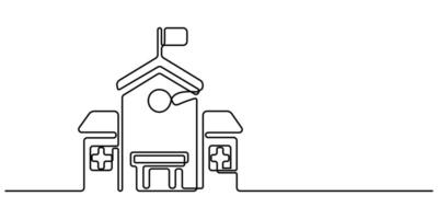 Symbols of modern school buildings school building architecture and structure illustration continuous one drawing vector