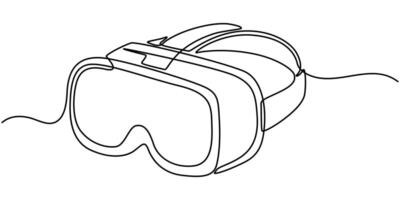 One continuous line drawing of glasses of virtual reality. Virtual game concept vector