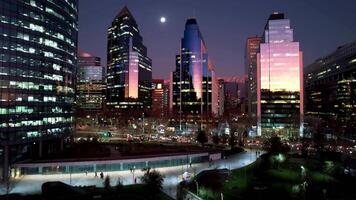 High Angle of Sunset Santiago Skyline in Santiago Metropolitan Region in Chile.. Beautiful Scenery. video