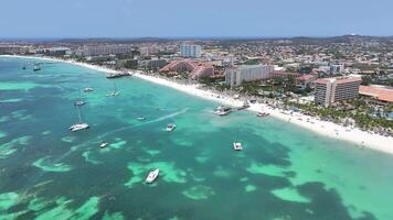 Beauty Palm Beach in Oranjestad Caribbean Netherlands Aruba. Scenic Background. video