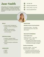 Green Internship Resume template
