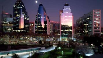 High Angle of Sunset Sanhattan Buildings at Santiago Metropolitan Region in Chile.. Amazing Background. video