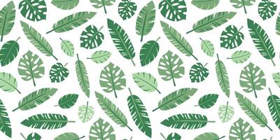 Leaves Seamless Pattern. Palm tropical leaves, repeating background. Hand drawn summer pattern for textile, fabric, wrapping paper, wallpaper. vector