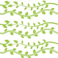 Light green seamless pattern of leaf vines with wavy flowing botanical organic nature lines vector