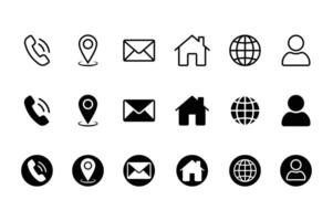 contact icon set vector