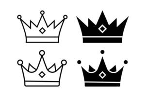 Crown icon set vector