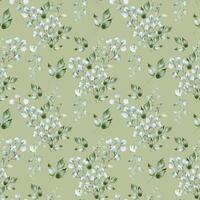 Sage green leaves eucalyptus bouquet watercolor seamless pattern isolated. Delicate plants in soft tones on repeated texture painted. Foliage background in pastel tones hand drawn design textile vector