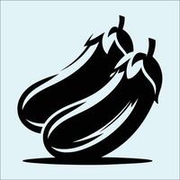 Healthy Eggplant Shape in Black Silhouette for Food Graphics vector