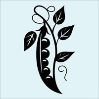 Natural Pea Vegetable Silhouette for Print Projects vector