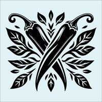Black Chili Pepper Artwork for Botanical and Culinary Layouts vector