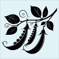 Organic Pea Pod Black Outline for Design Use vector