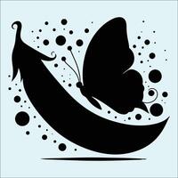 Black Silhouette of Pea Pod with Beans Inside vector