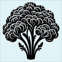 Flat Cauliflower Silhouette for Cooking Projects vector