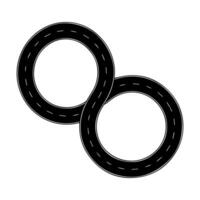 Two black circles with a line connecting them vector