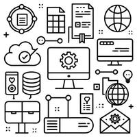 A set of icons for a web development company vector